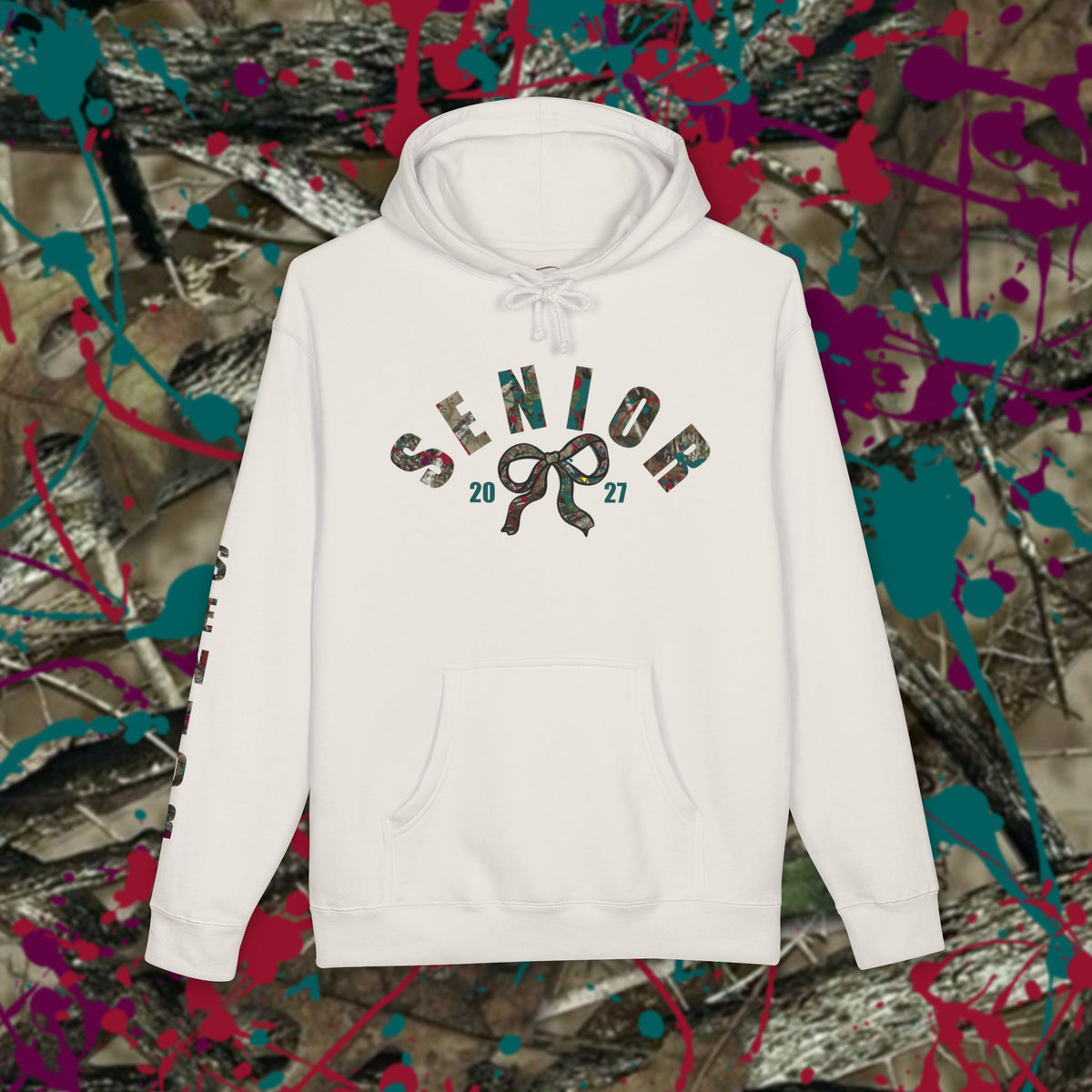 Senior 2027 Camo Bow Hoodie — Grad Collection