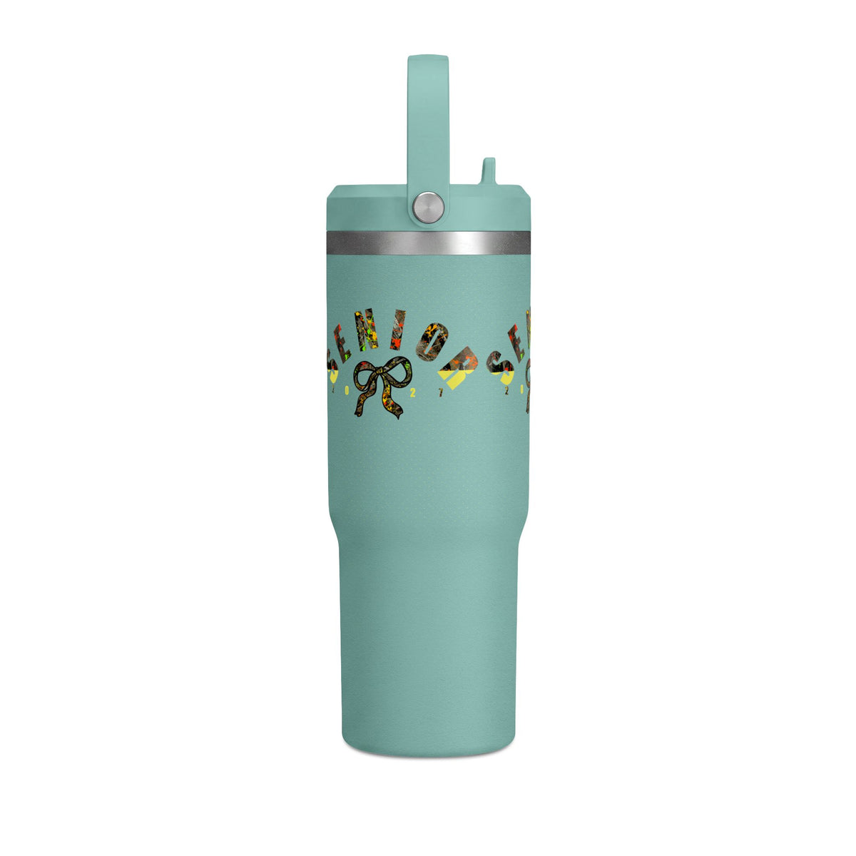 Camo/Yellow Polka Dot Bow Nomad Tumbler — Grad Collection