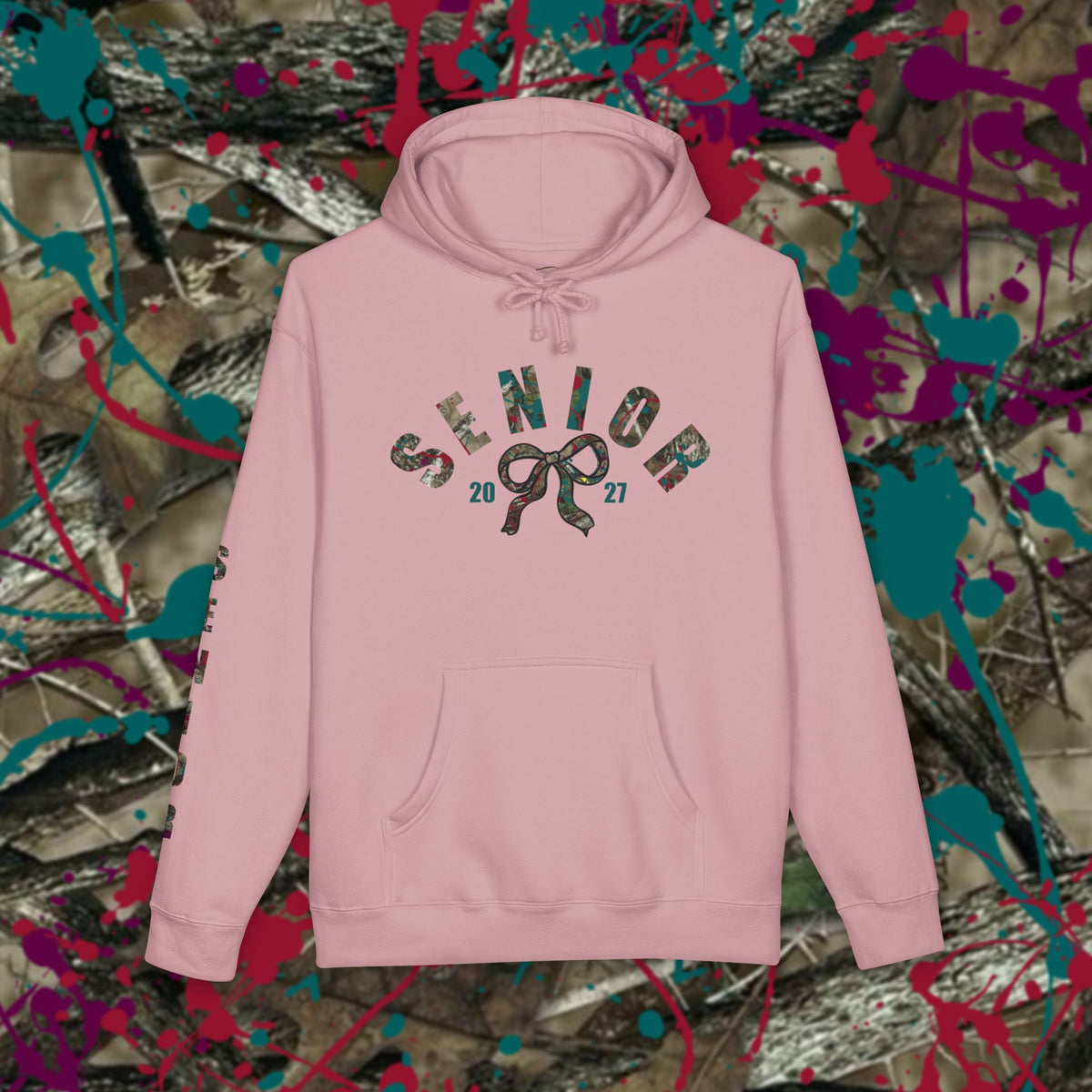 Senior 2027 Camo Bow Hoodie — Grad Collection