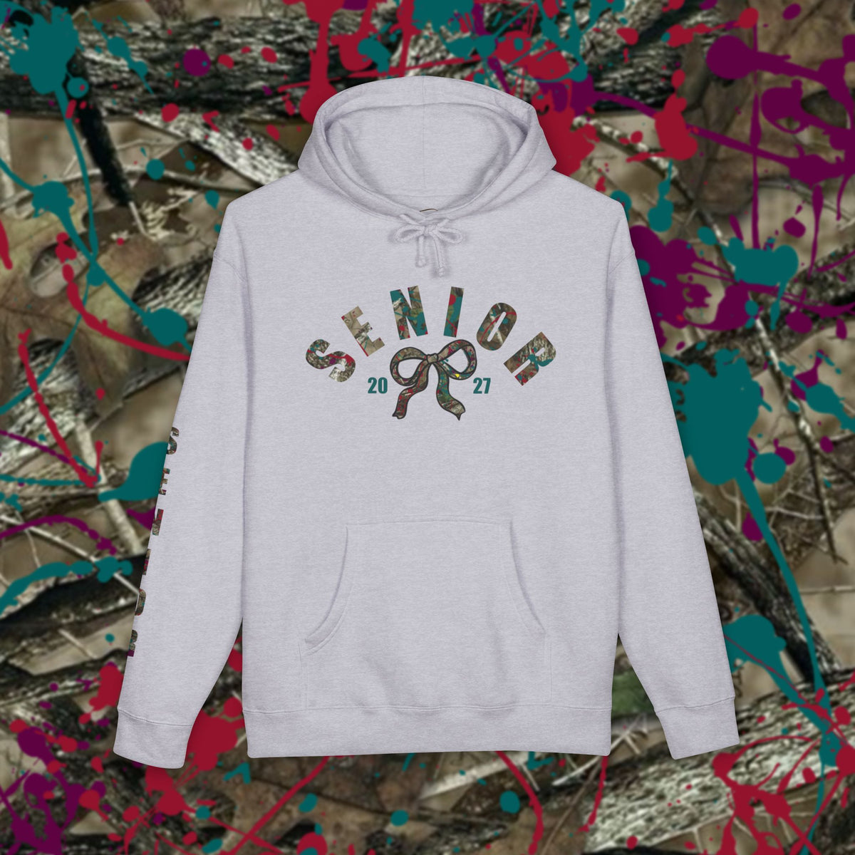 Senior 2027 Camo Bow Hoodie — Grad Collection
