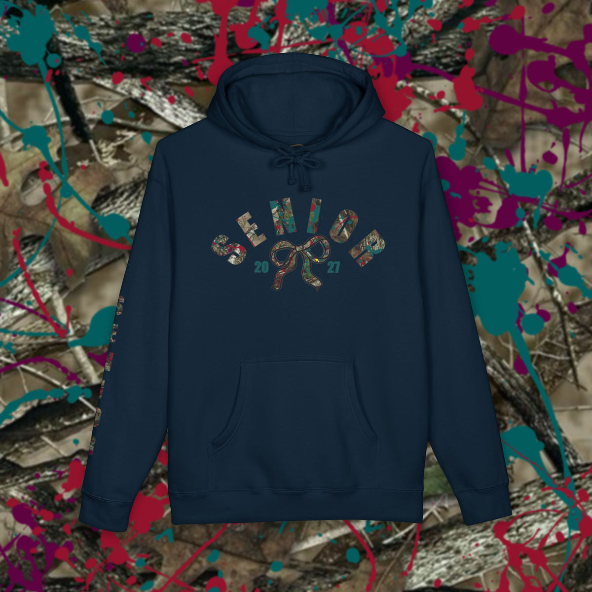Senior 2027 Camo Bow Hoodie — Grad Collection