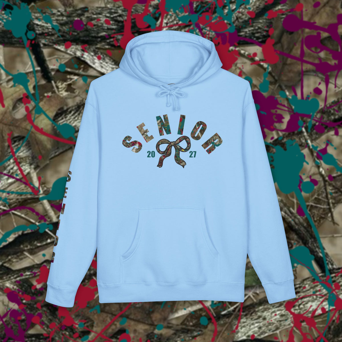 Senior 2027 Camo Bow Hoodie — Grad Collection