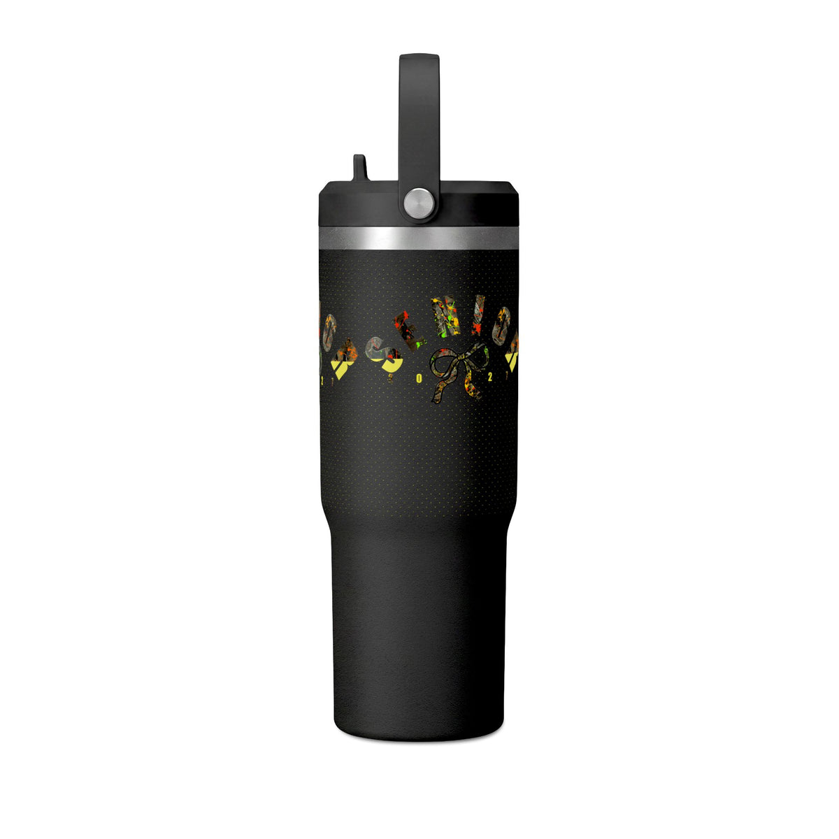 Camo/Yellow Polka Dot Bow Nomad Tumbler — Grad Collection