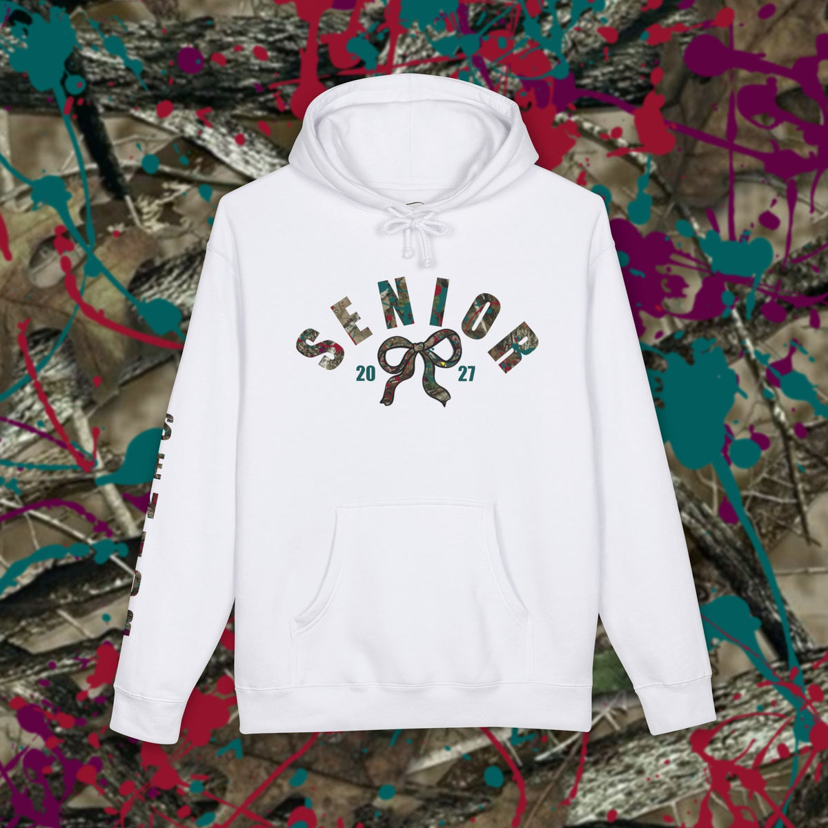 Senior 2027 Camo Bow Hoodie — Grad Collection