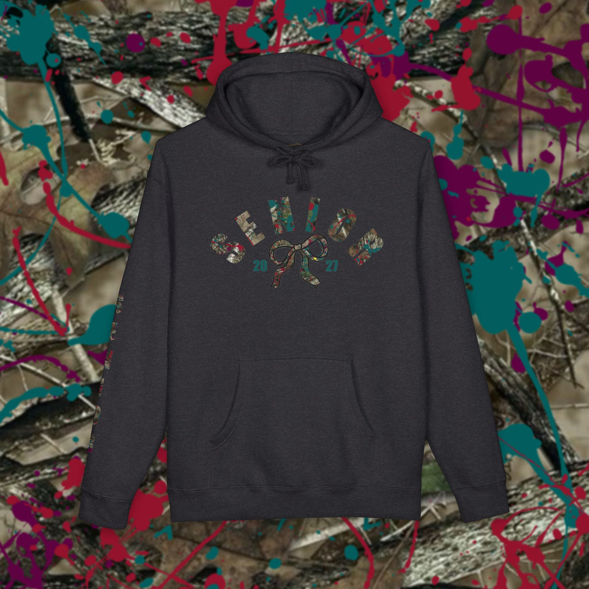 Senior 2027 Camo Bow Hoodie — Grad Collection