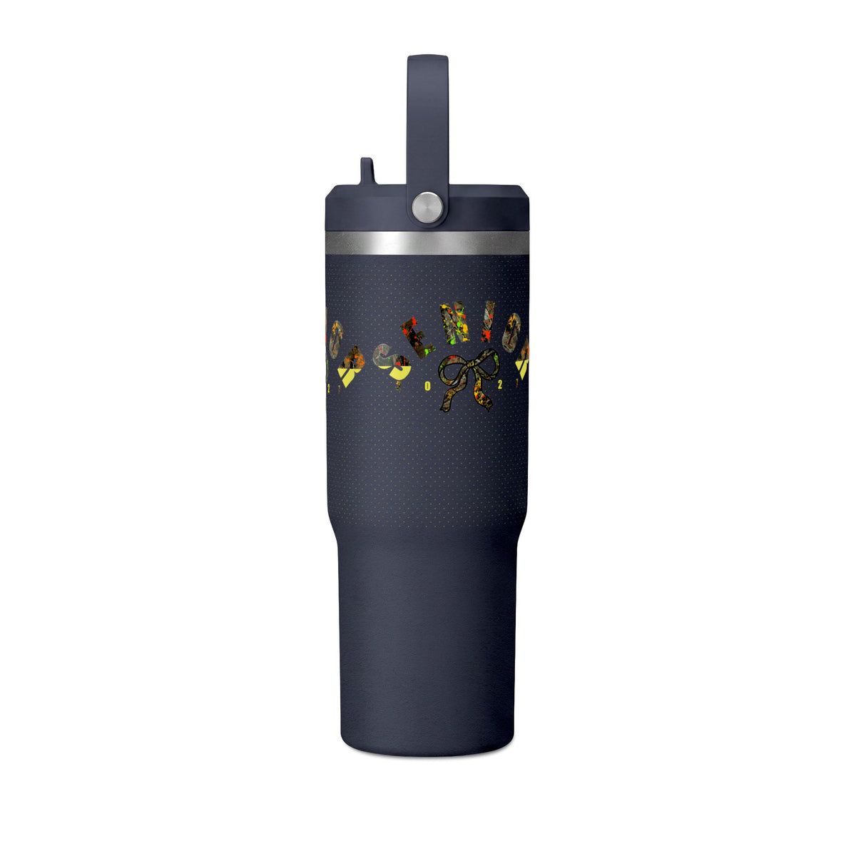 Camo/Yellow Polka Dot Bow Nomad Tumbler — Grad Collection