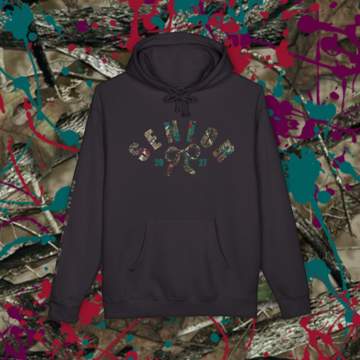 Senior 2027 Camo Bow Hoodie — Grad Collection