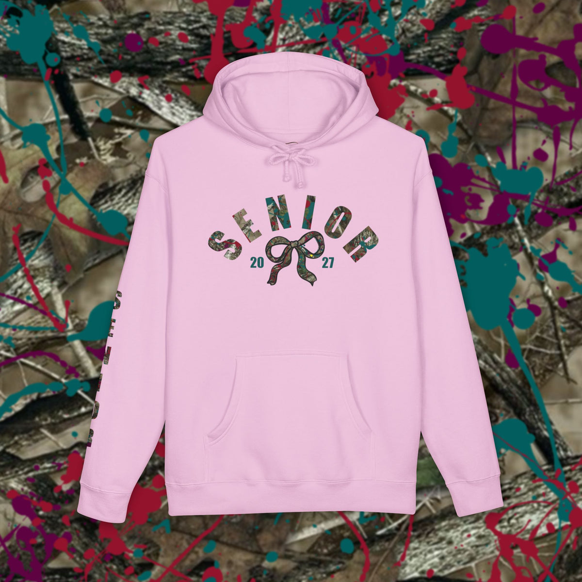 Senior 2027 Camo Bow Hoodie — Grad Collection